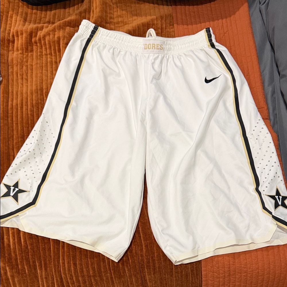 Nike White and Black Athletic Men Shorts